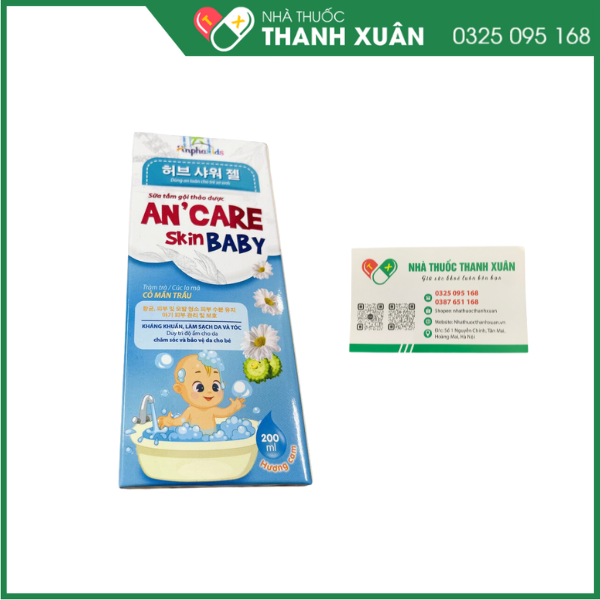 Sữa tắm gội thảo dược AN'CARE Skin Baby Giúp làm sạch nhẹ nhàng, kháng khuẩn, làm dịu mát da, chăm sóc và bảo vệ da bé.